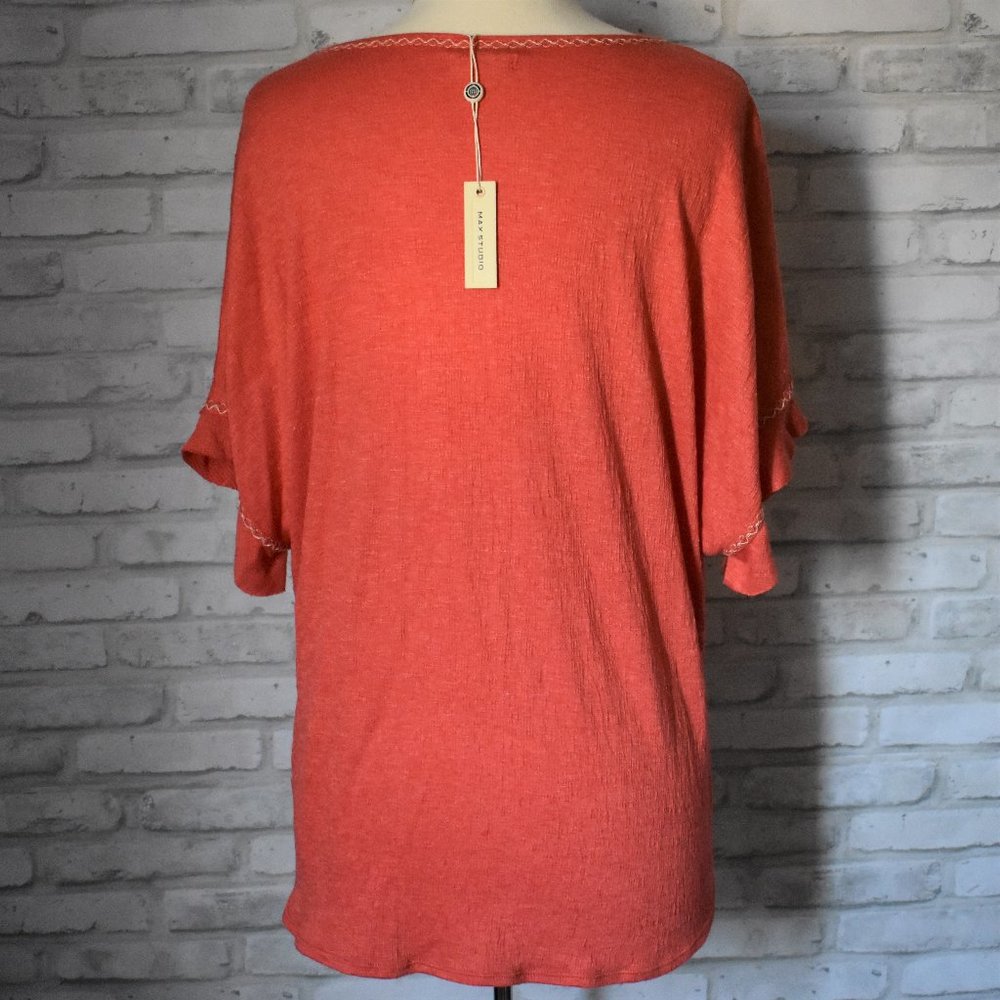 Max Studio Flutter Sleeve Tie Front Top, L - image 4